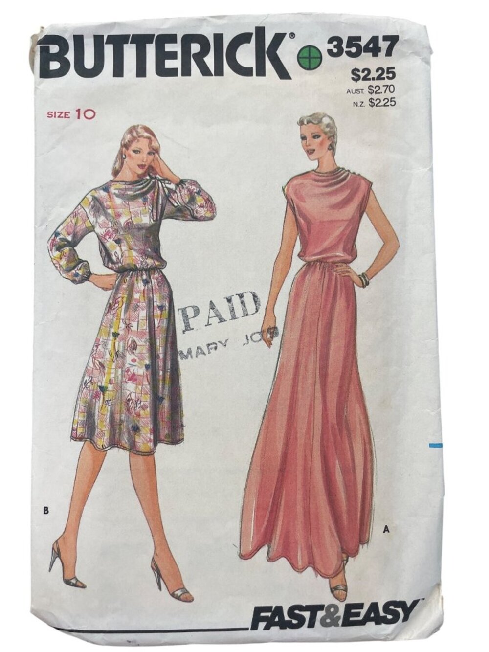 Vintage Butterick 3547 Sewing Pattern Size 10 Misses Dress Retro Dressmaking CUT